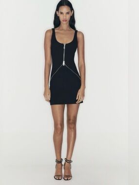 Zara New Zip Bodycon Mini Dress